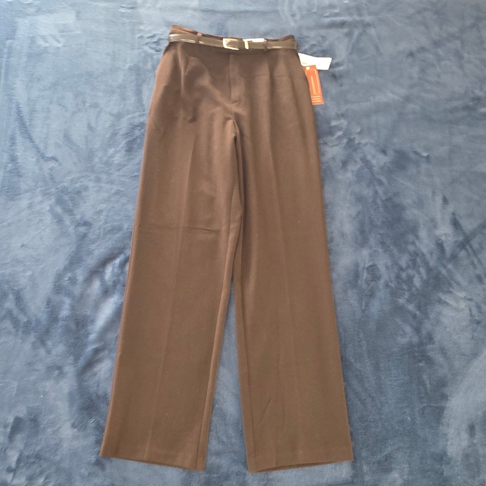 JM Collection Womens Chocolate Brown Wide Leg Dress Pants with Belt Size 8 NWT